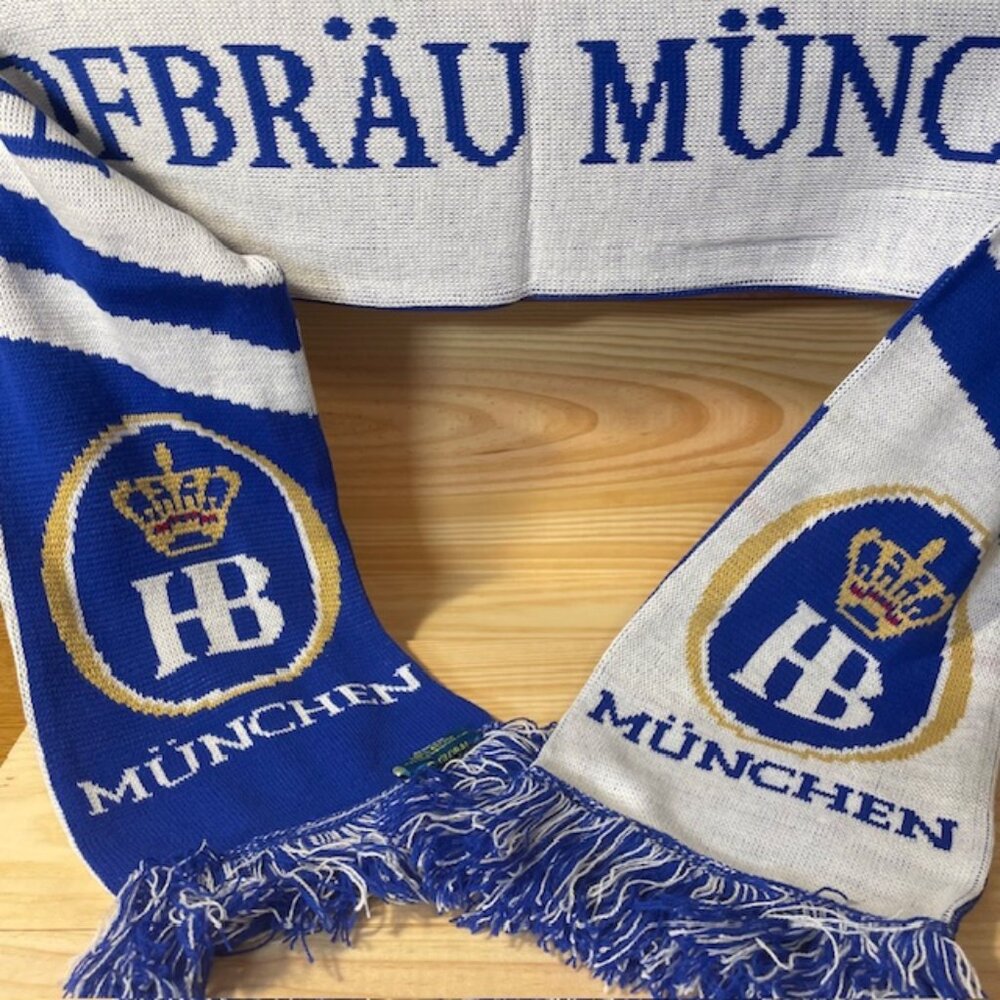 NEW Hofbrau Munchen Blue White Reversible Scarf Brewery beer bier 61” L x 7” W